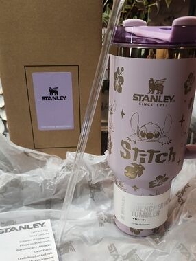Stanley Lavender Stitch Quencher Tumbler with Gold Accents